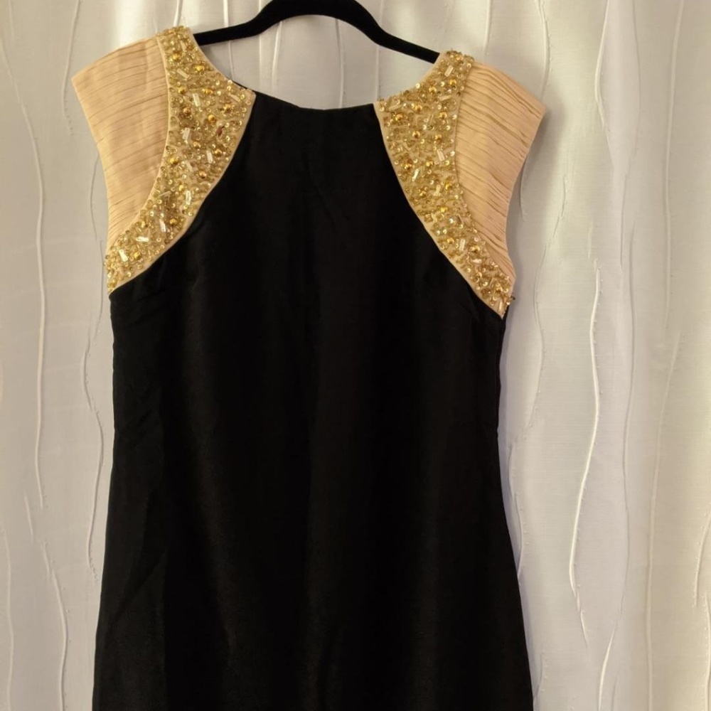 Embellished Black Dress with Gold Accents